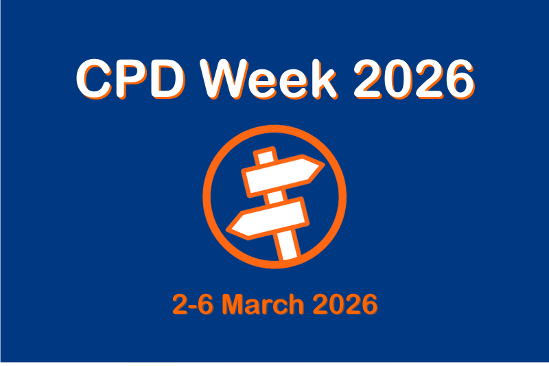 Image banner of CPD Week 2026 showing a signpost and the date of 2-6 March 2026. 